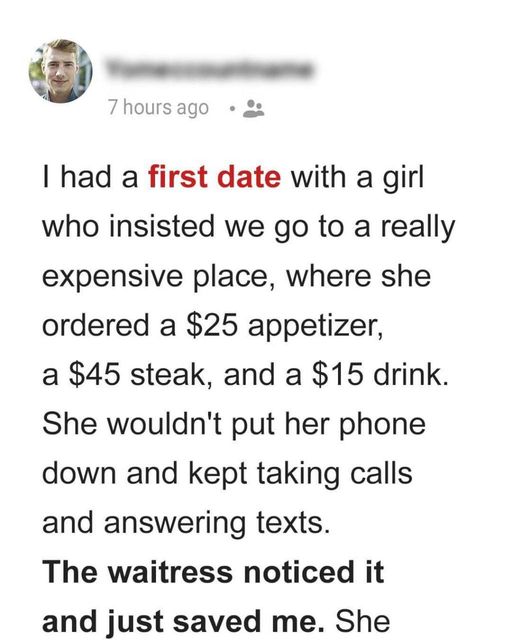 A First Date, A Pricey Bill, and an Unexpected Lifeline