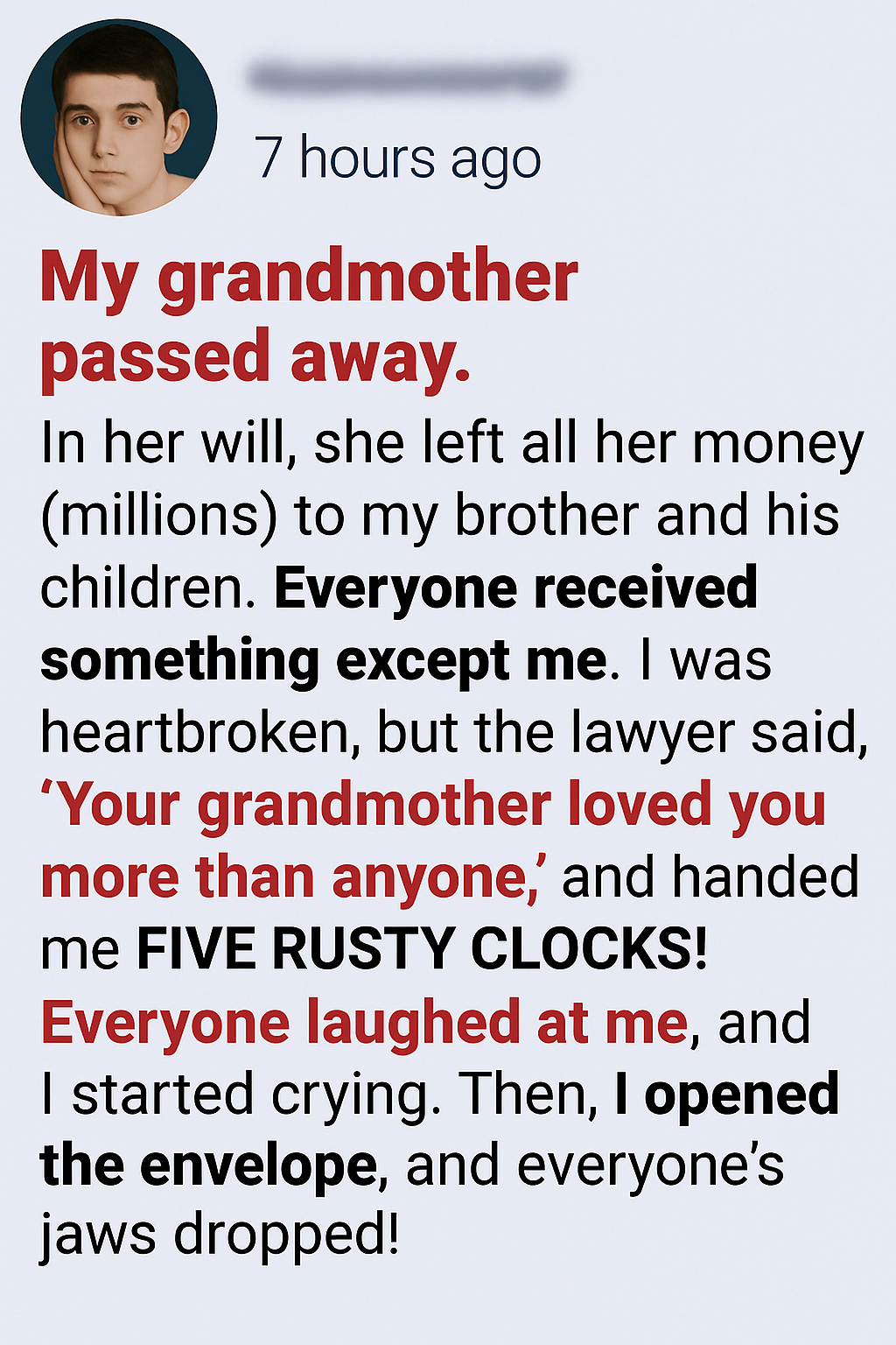 My Grandmother Gave Me Five Rusty Clocks—Her Hidden Message Left Everyone Speechless…