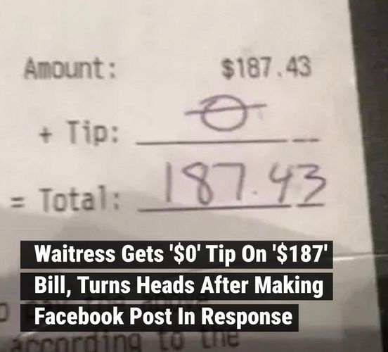 Waitress Gets $0 Tip on a $187 Bill — Her Facebook Response Goes Viral