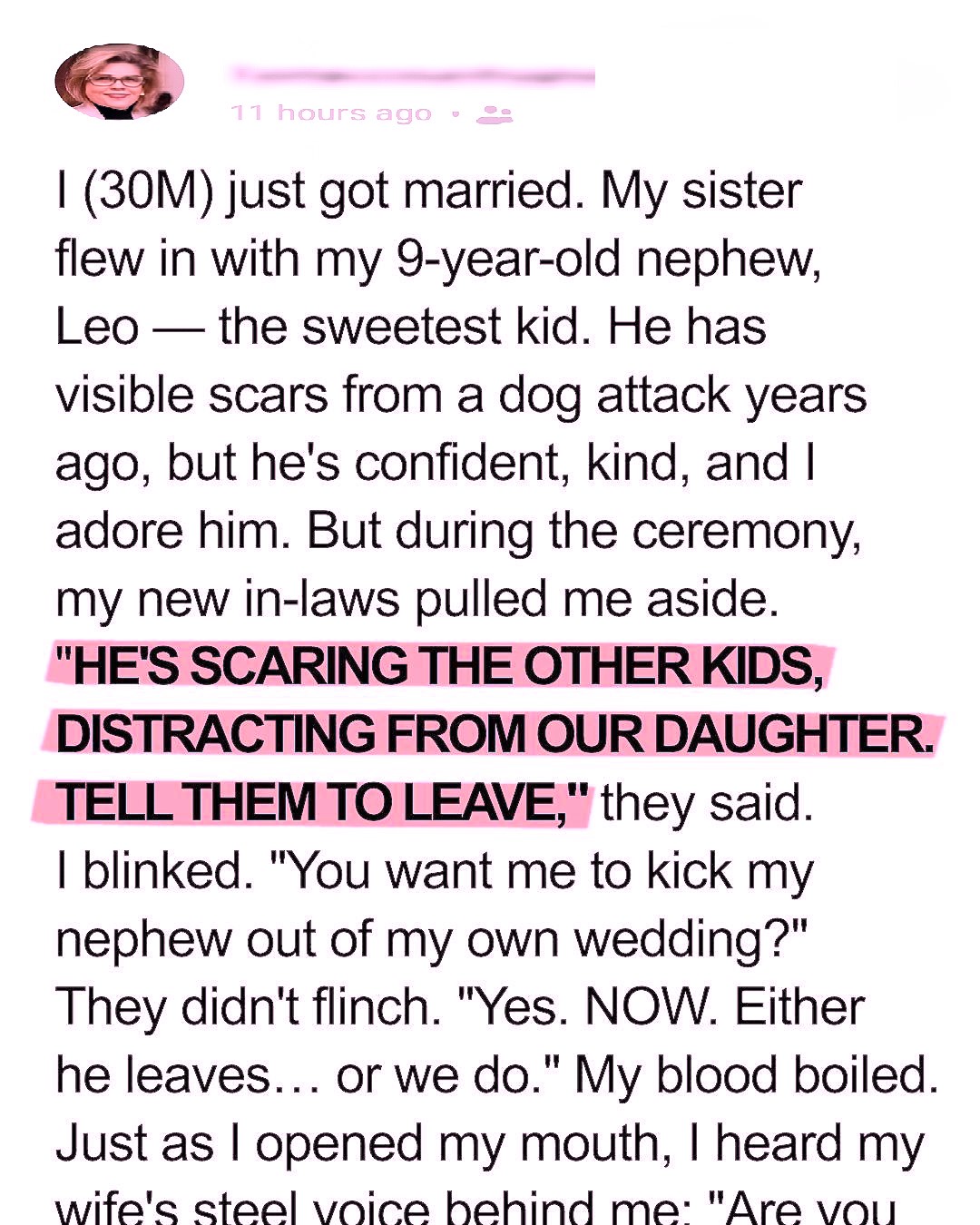 My In-Laws Tried to Keep My Nephew Out of Our Wedding — My Wife Stood Up and Shut It Down