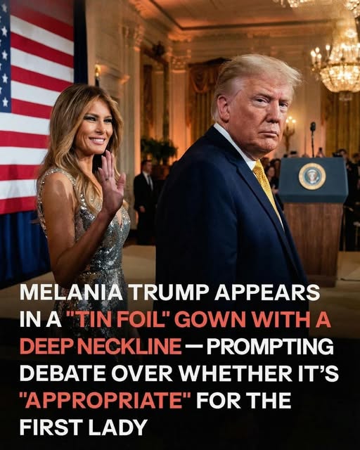 Melania Trump Stuns in Elegant Silver Dress at Mar-a-Lago Event